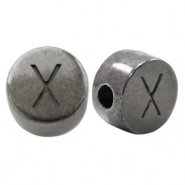 DQ European metal letter beads X Silver Anthracite (nickel free)