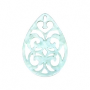 Resin pendants drop baroque 38x27mm Bleached Aqua