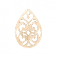Resin pendants drop baroque 38x27mm Light Semolina Beige