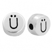 DQ European metal letter beads Ü Antique Silver (nickel free)
