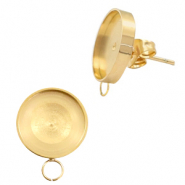 Polaris steel earrings (with horizontal loop) setting for cabochon 12mm Gold