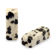 Natural stone beads Dalmatian Stone tubes Greige Black