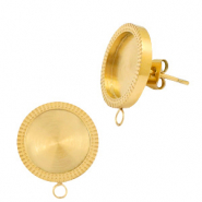 Polaris Steel earrings with setting for 12mm cabochon (with loop) Gold