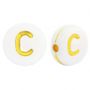 Acrylic letter beads C White-Gold