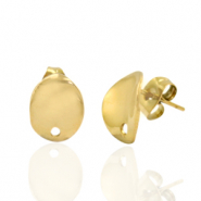Stainless steel earrings/earpin oval with eye Gold