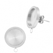 Polaris Steel earrings with setting for 12mm cabochon (with loop) Silver