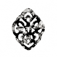Resin pendants baroque rhombus Silver-Black