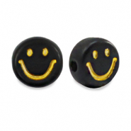 Acrylic letter beads smiley Black