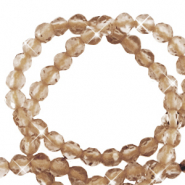 Natural stone faceted beads 3mm Light Topaz-Pearl Shine Coating