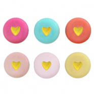 Acrylic letter beads heart Multicolour Gold