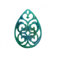 Resin pendants drop baroque 38x27mm Ocean Green