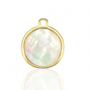 Stainless steel charms 12mm shell White (natural colour)-Gold