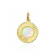 Stainless steel charms shell 12mm Gold-White (natural colour)