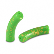 Acrylic beads tube shiny Light Green-Gold