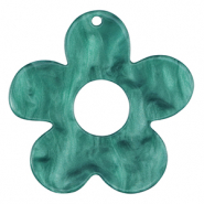 Resin pendants flower Petrol Blue