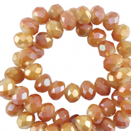 Top faceted beads 4x3mm disc Shiny Orange-Pearl Shine Coating
