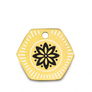 Stainless steel charms flower Gold