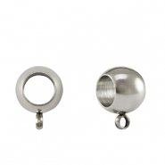 Stainless Steel findings bead with loop 8x5mm Silver