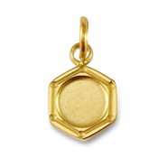 Birthstones charm with setting for SS16 flat back Stainless Steel Gold