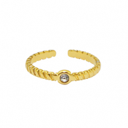 Stainless steel rings crystal Gold