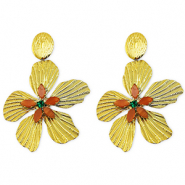 Stainless steel earrings / earpin flower Gold