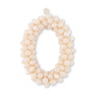Top Faceted earrings oval vanilla white