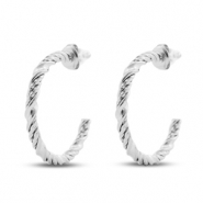 Stainless steel earrings / earpins creole Silver