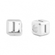 DQ I European metal letter beads Antique Silver (nickel free)