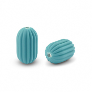 Acrylic beads oval Petrol Green