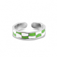 Stainless steel rings chequered Silver
