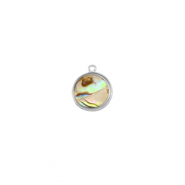 Resin pendants with imitation shell round Silver-Taupe