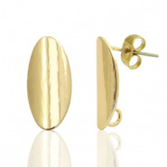 DQ European metal findings earpin oval 9x18mm Gold (nickel free)