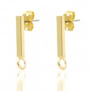 DQ European metal findings earpin bar 14x2mm Gold (nickel free)