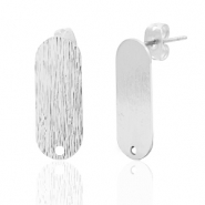 DQ European metal findings earpin oval with loop Antique Silver (nickel free)