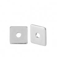 DQ European metal beads disc square 6mm Antique Silver (nickel free)