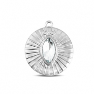 BY31&reg; Stainless steel charms round Silver-Crystal