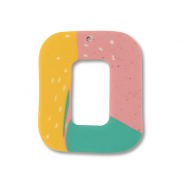 Polymer pendants square Green-Pink-Ochre Yellow