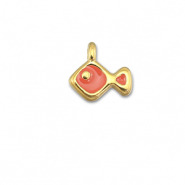DQ European metal charms fish Coral Red-Gold (Nickelfree)