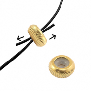 Stainless steel findings smart stopper bead with motif 7mm Gold
