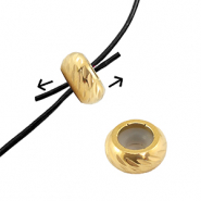 Stainless steel findings smart stopper bead with motif 7mm Gold
