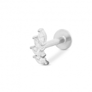 Stainless steel ear piercing leaf Silver