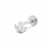 Stainless steel ear piercing leaf Silver
