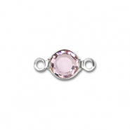 Stainless steel findings connector round Silver-Light Pink