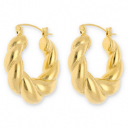 Stainless steel earrings / earpins creoles twisted Gold