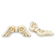 Acrylic beads angel wings Off White-Gold