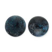 8 mm acrylic beads with glitter Black-Turquoise
