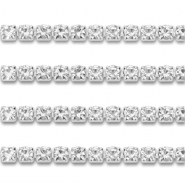 Stainless steel rhinestone chain 3mm Silver-Crystal