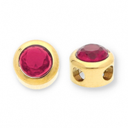 Stainless steel beads disc with strass Gold-Dark Pink