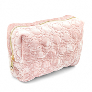 BY31&reg; Pouch velvet with stitched circles Light Pink