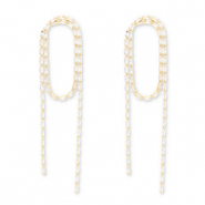 Eco-brass&reg; metal earrings / earpins with zirconia Gold-Crystal